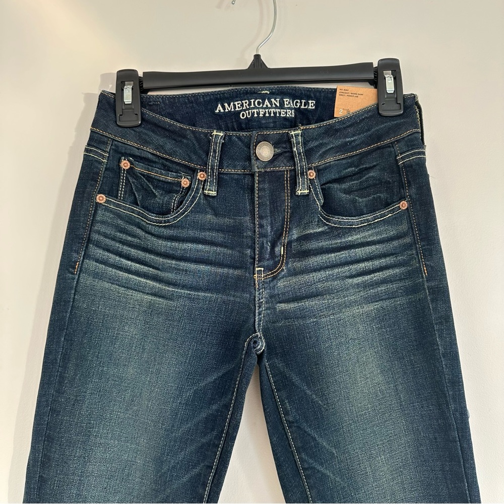 NWT American Eagle Outfitters No. 8262 Straight Dark Jeans Size 2 Short - Picture 2 of 10